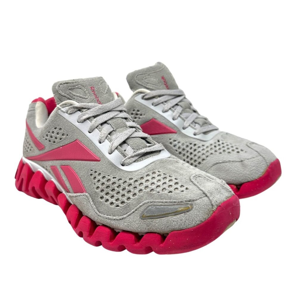 Reebok ZigTech Zig Pulse Running Shoes Womens 7 Gray Pink 1-V50675 Sneakers